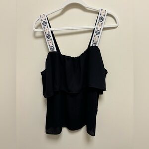 NWT JCrew Guitar Strap Black Tank Size 14